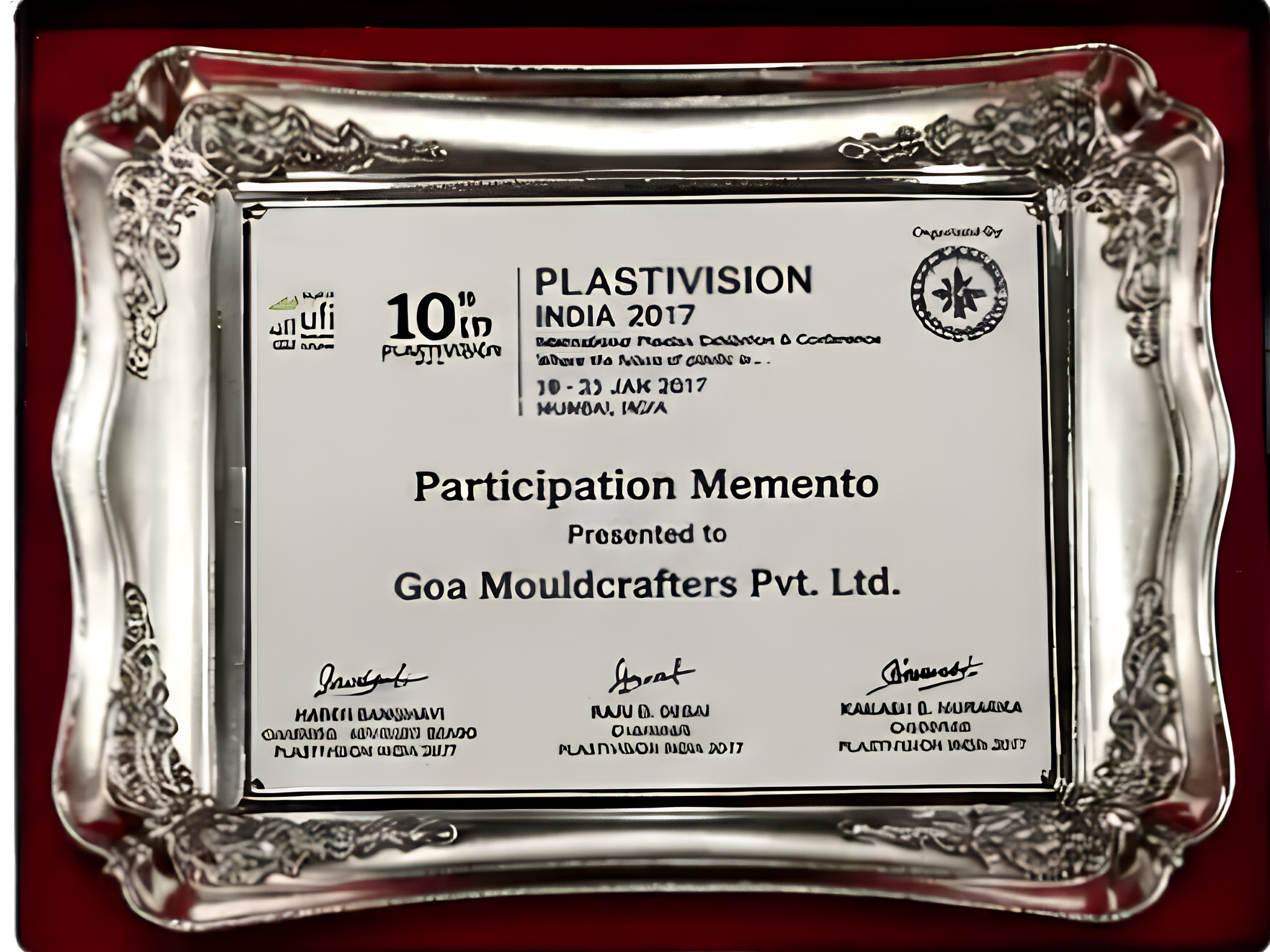 Plastivision India 2017 participation memento